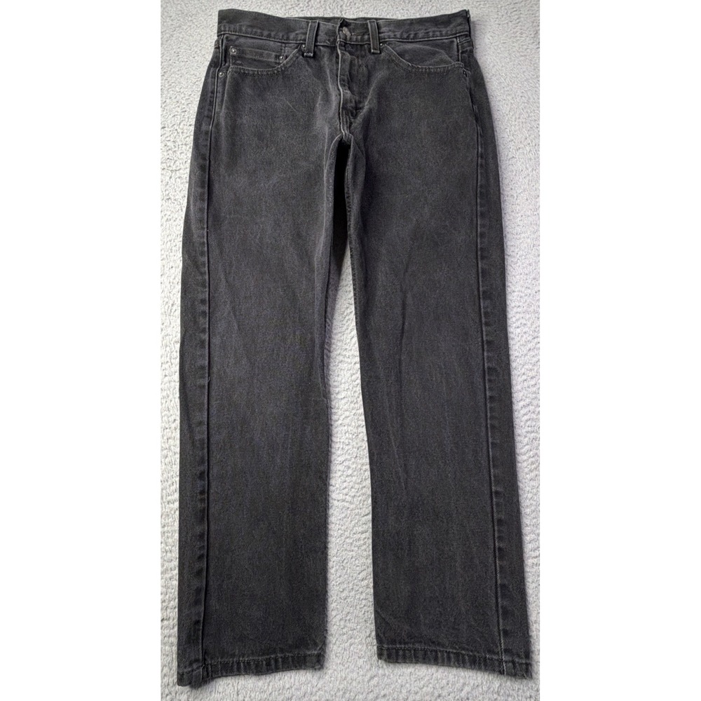 Levis 505 Jeans Mens Size 33X30 Waist 32" Regular Fit Straight Leg Black Denim